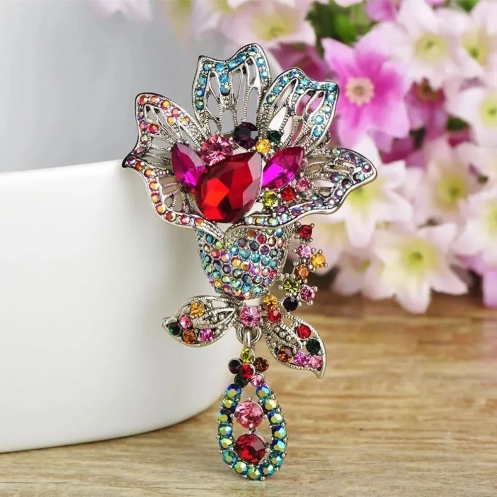 VQ Crystals Flower Brooch